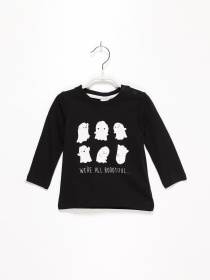 Лонгслив H&M модель 0414255_чорний з білим Фото