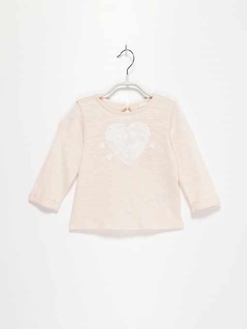 Лонгслів H&M модель 0450211_с.бежевий з білим Фото