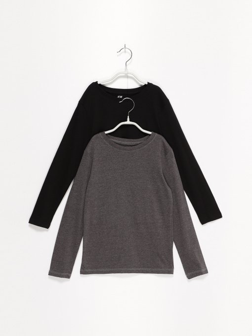 Лонгслив H&M модель 05035693_чорний з т.сірим Фото