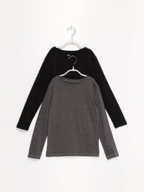 Лонгслів H&M модель 05035693_чорний з т.сірим Фото