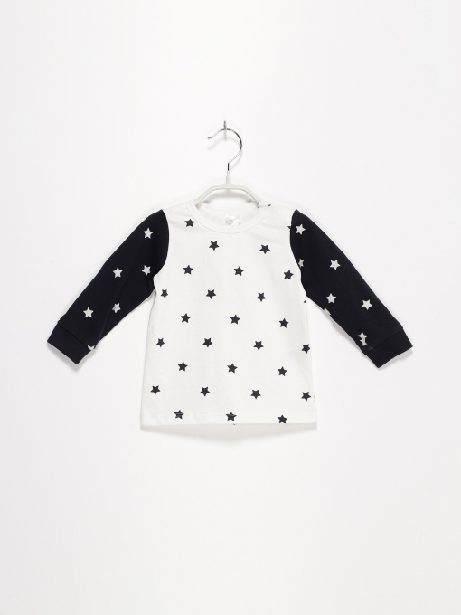 Лонгслив H&M модель 0523625_білий з т.синім Фото