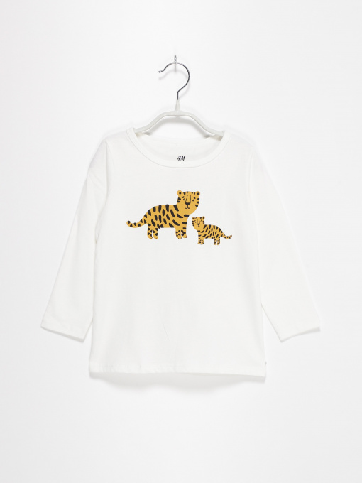 Лонгслів H&M модель 05236252_білий комб. Фото