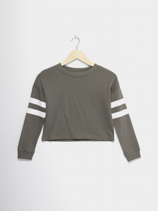 Світшот H&M модель 0616225_хакі з білим Фото