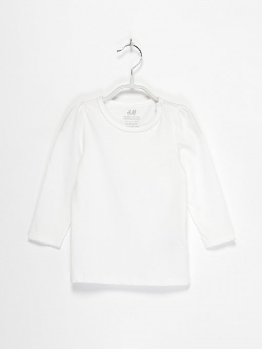 Лонгслів H&M модель 0635896_білий Фото