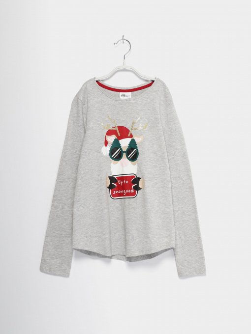 Лонгслів H&M модель 0689203_сірий комб. Фото