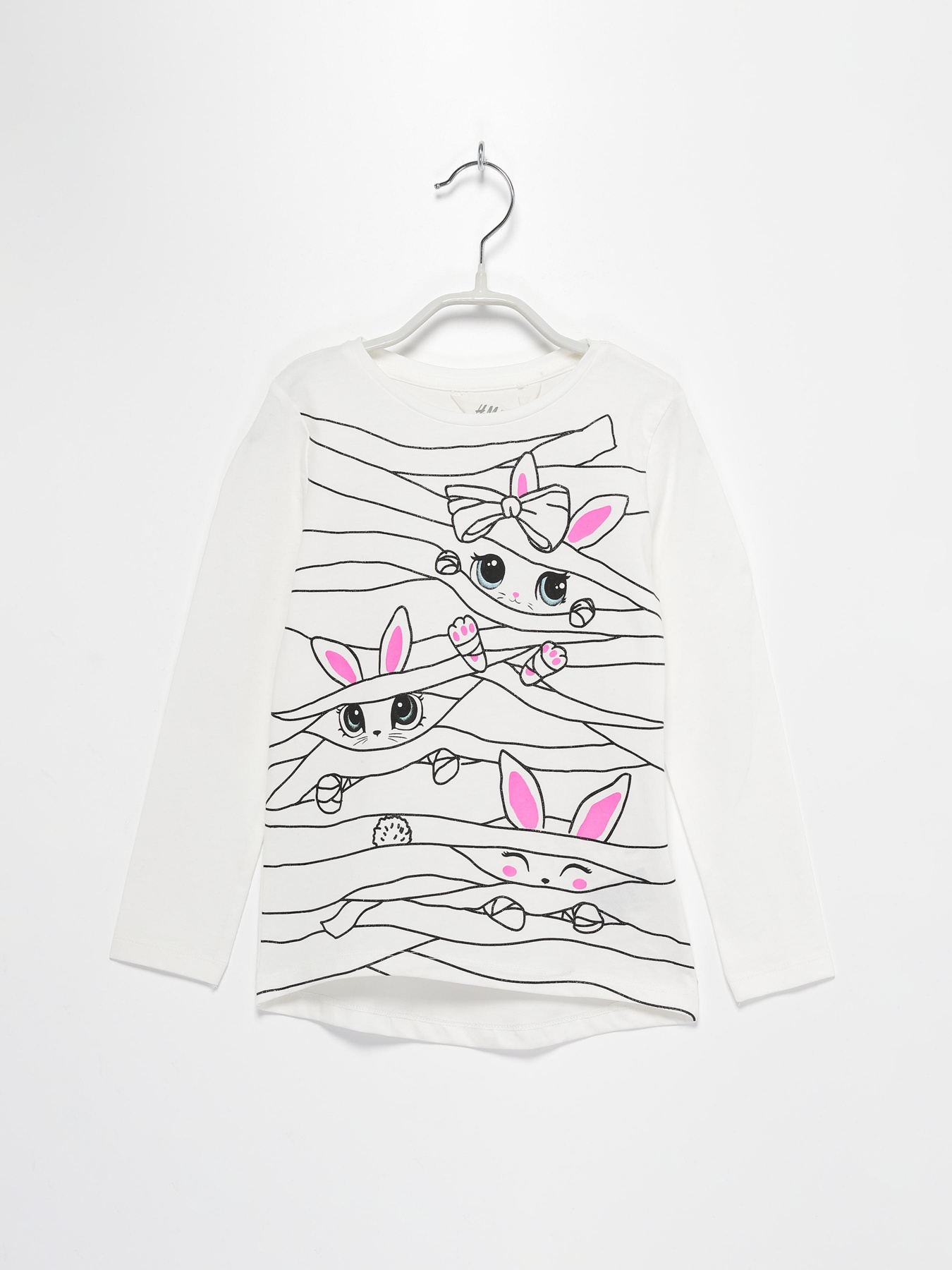 Лонгслив H&M модель 0739680_білий комб. Фото