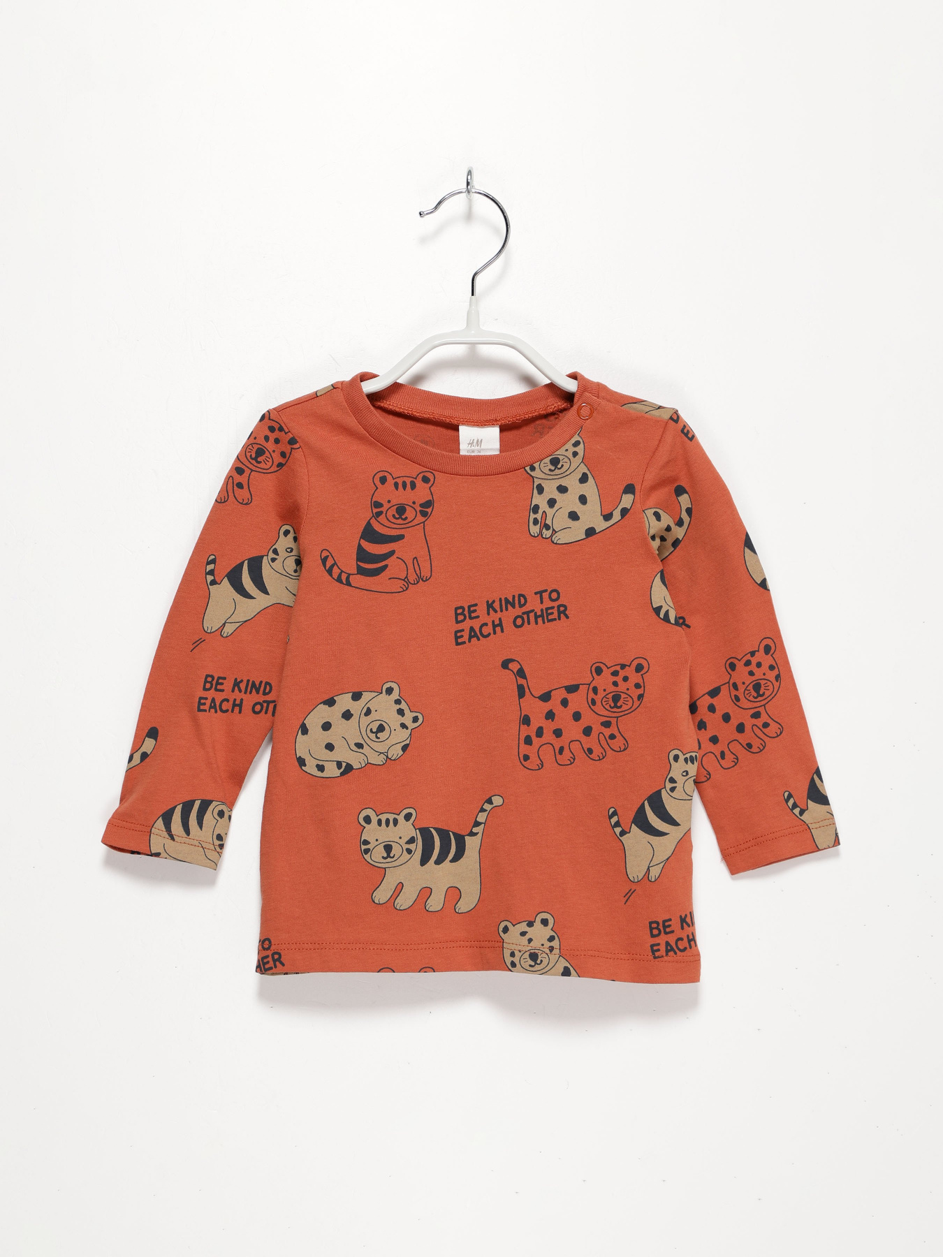 Лонгслів H&M модель 0743907_помаранчевий комб. Фото