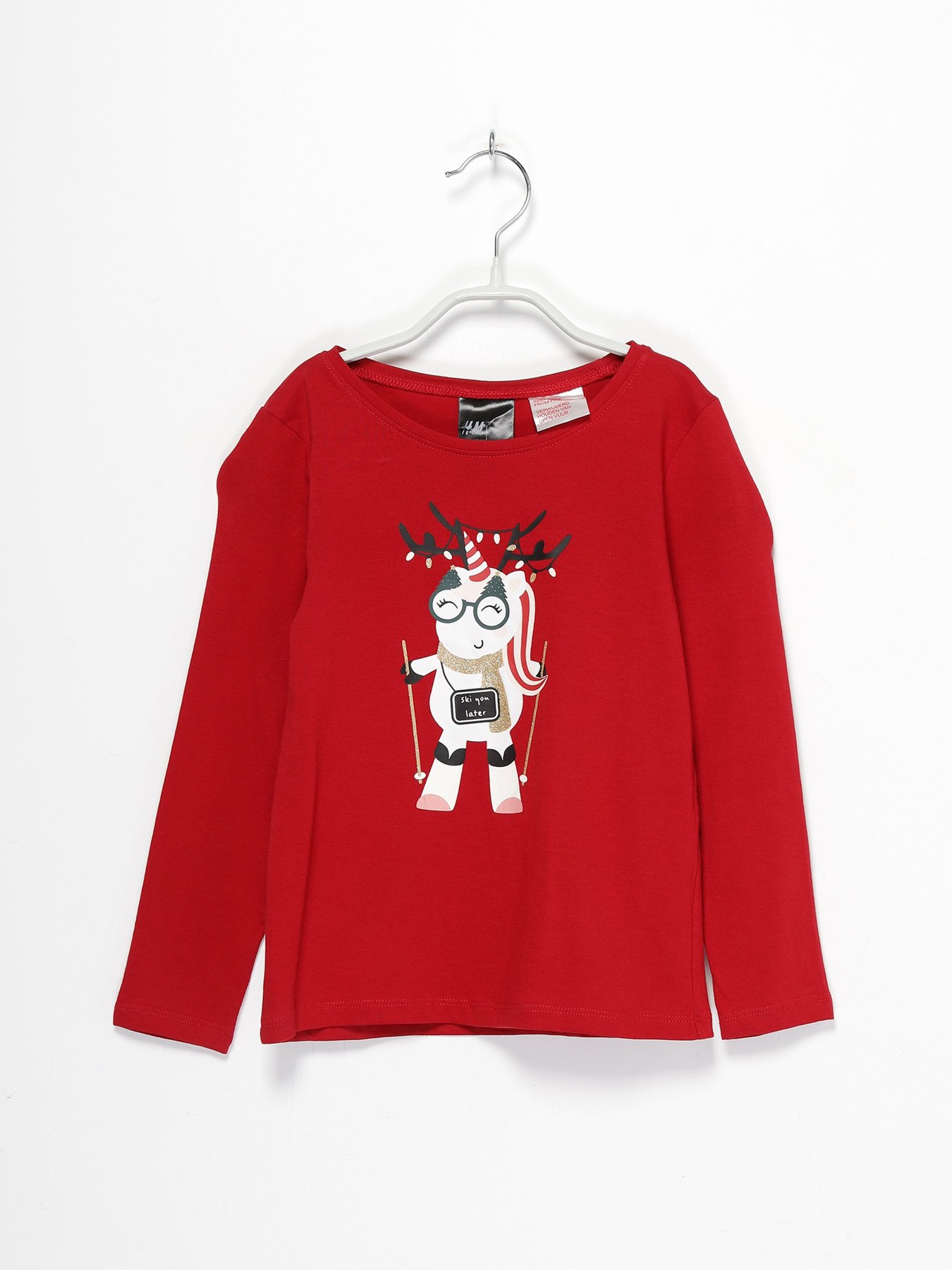 Лонгслив H&M модель 07443550_червоний комб. Фото