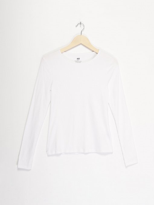 Лонгслив H&M модель 07601431_білий Фото