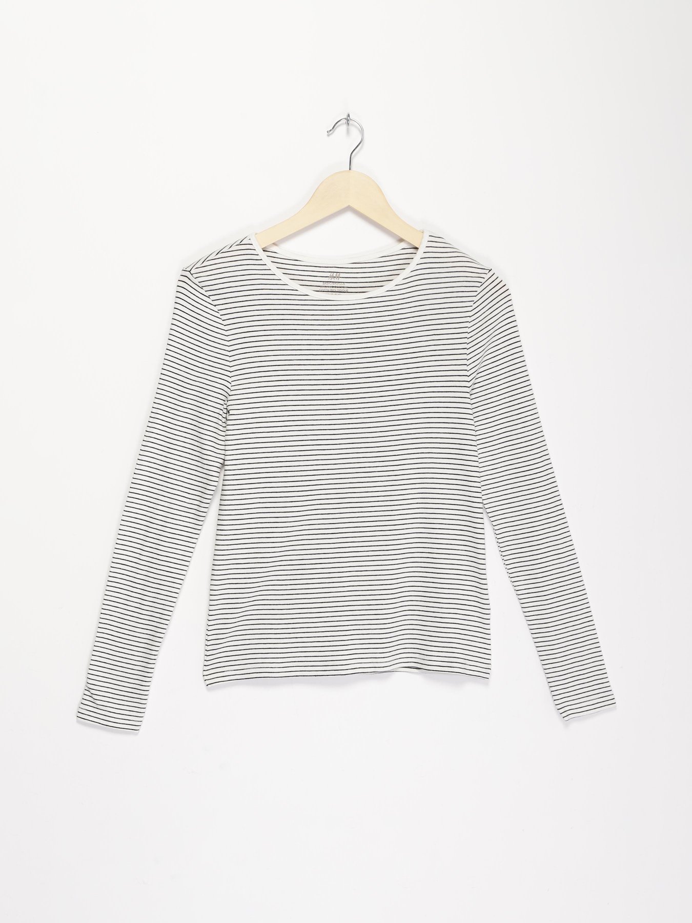 Лонгслив H&M модель 07601431_білий з чорним Фото