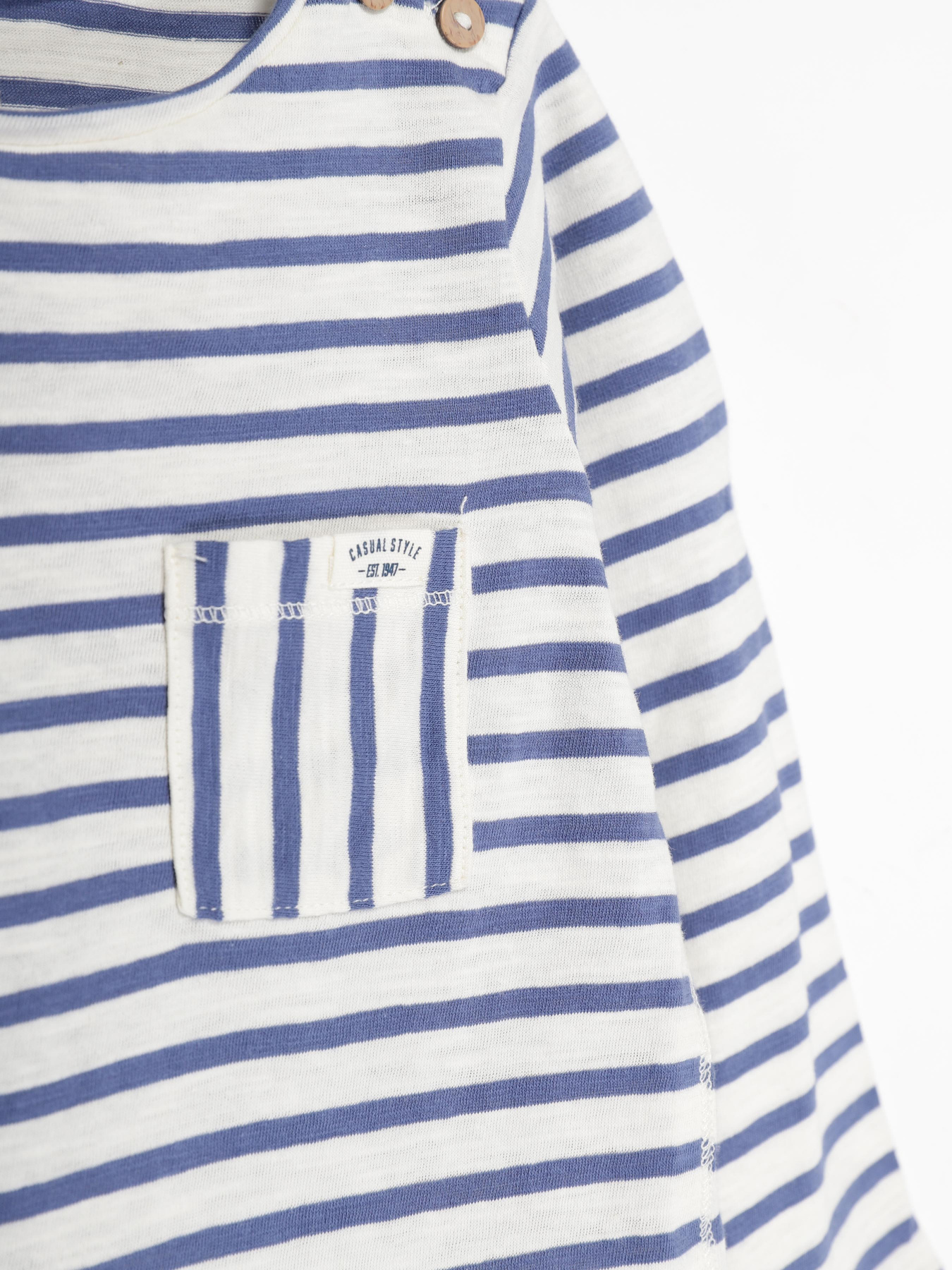 Лонгслив H&M модель 0767181_білий з синім Фото