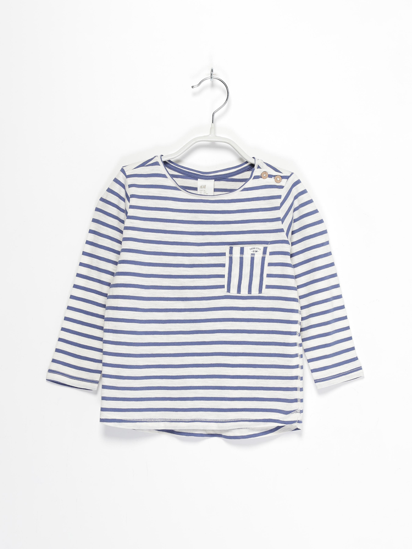 Лонгслив H&M модель 0767181_білий з синім Фото