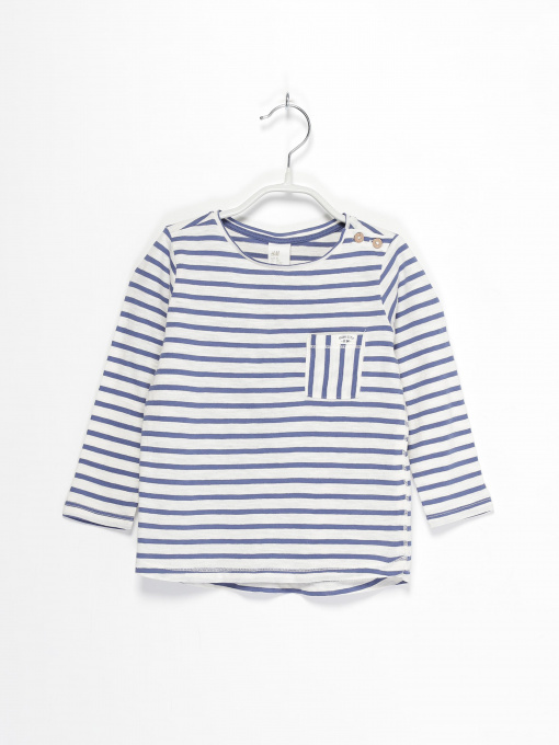 Лонгслів H&M модель 0767181_білий з синім Фото