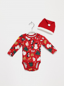 Боди для младенцев H&M модель 08664829_червоний комб. Фото