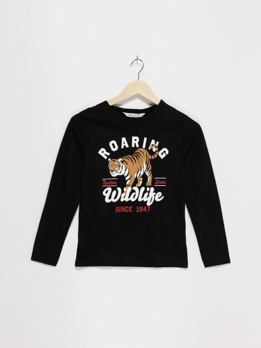 Лонгслів H&M модель 0874837_чорний комб. Фото