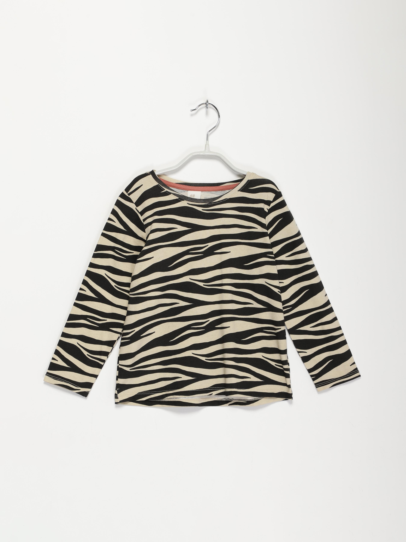 Лонгслів H&M модель 0875898_бежевий з чорним Фото