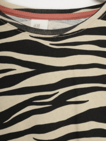 Лонгслів H&M модель 0875898_бежевий з чорним Фото