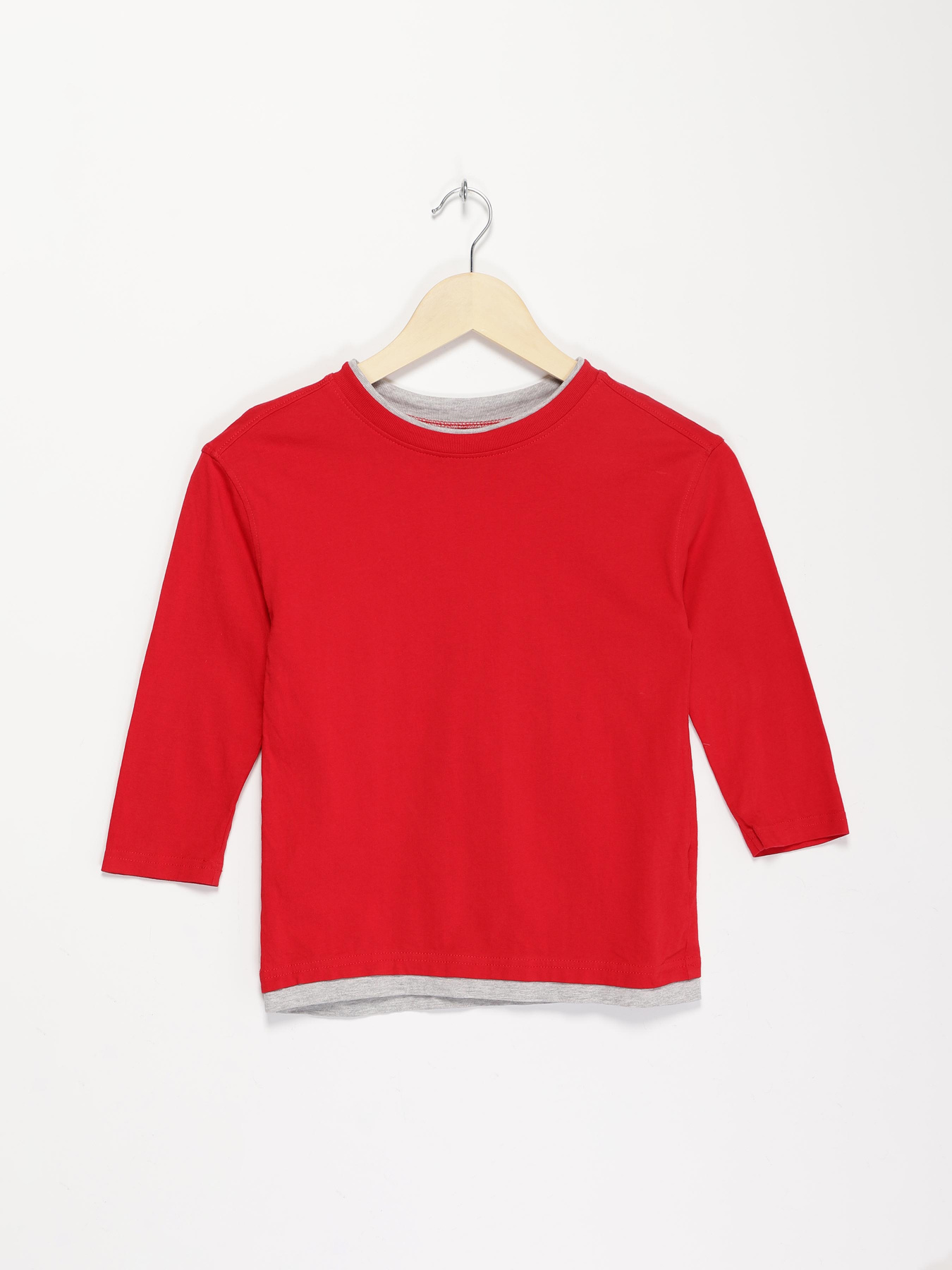 Лонгслів H&M модель 0916993_червоний з сірим Фото