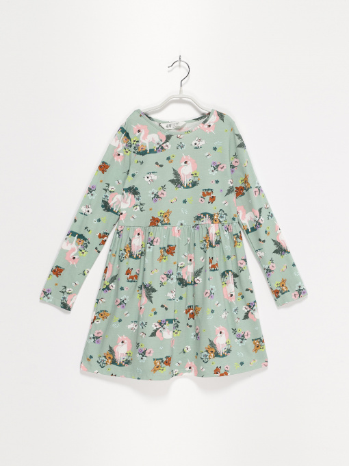 Платье мини H&M модель 0929076_зелений комб. Фото