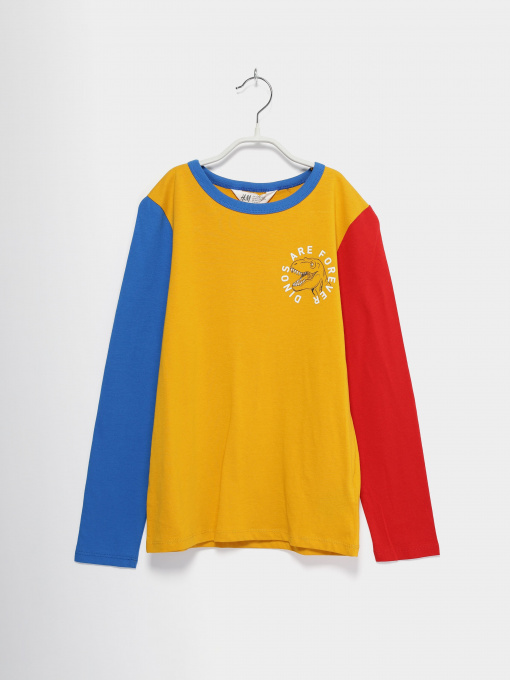 Лонгслів H&M модель 09471802_жовтий комб. Фото
