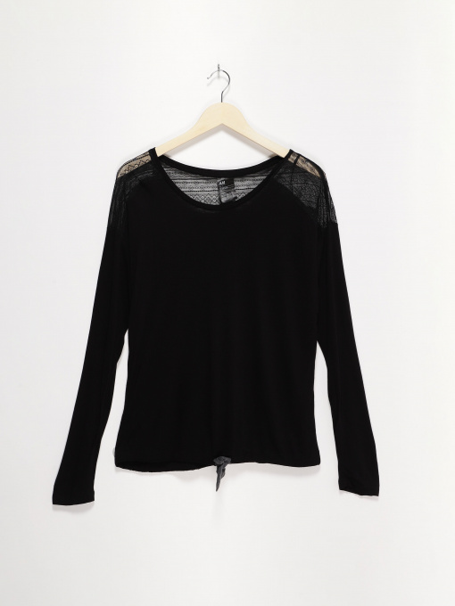 Лонгслів H&M модель 0413101_чорний Фото
