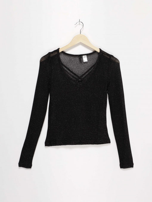 Лонгслів H&M модель 0440121_чорний Фото