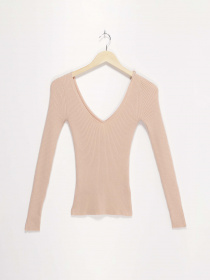 Лонгслив H&M модель 0442179_бежевий Фото