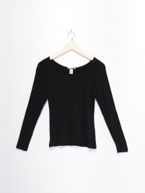 Лонгслив H&M модель 0449701_чорний Фото