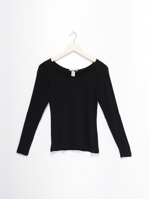 Лонгслів H&M модель 0449701_чорний Фото