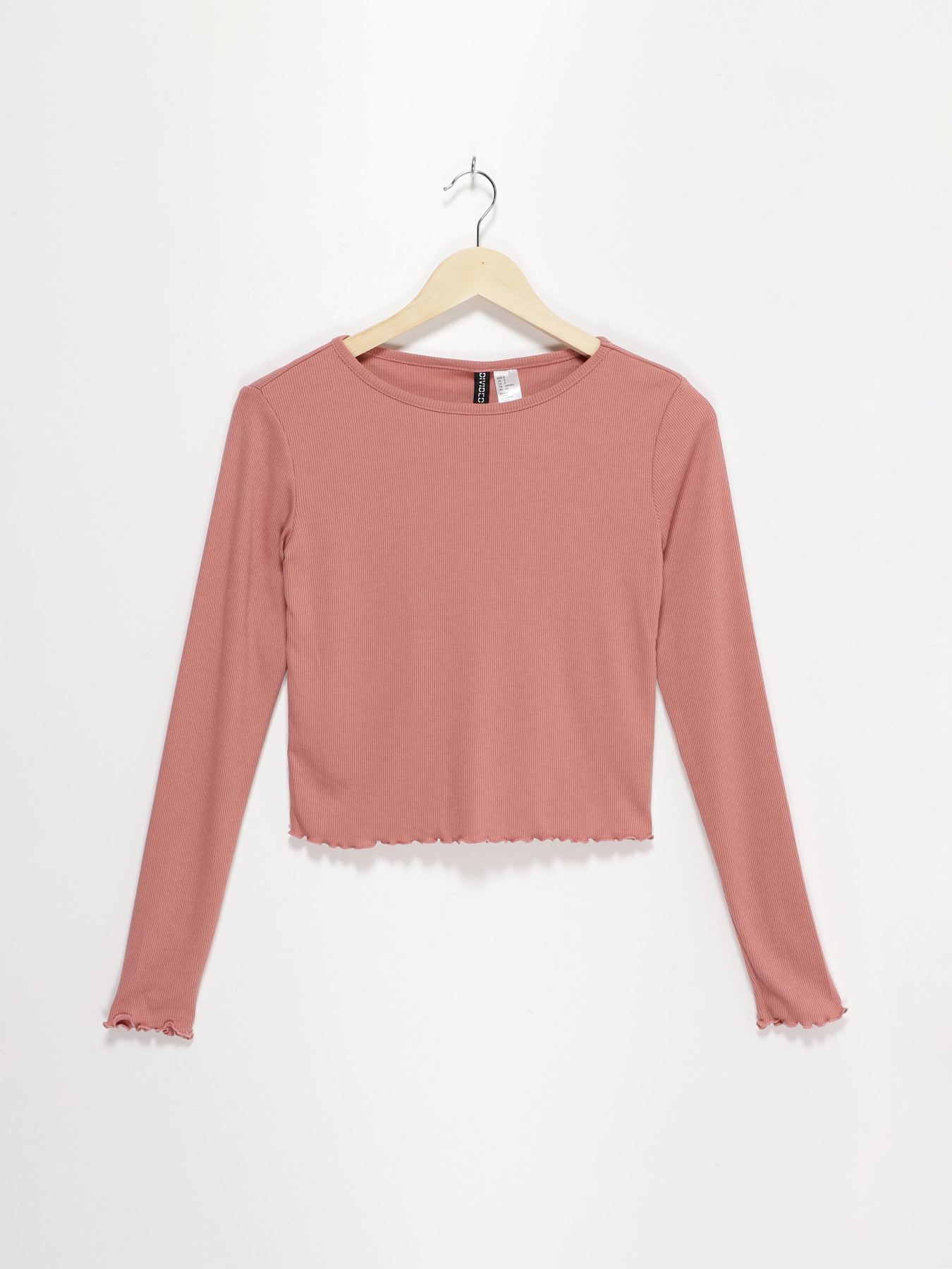 Лонгслив H&M модель 0456042_рожевий Фото