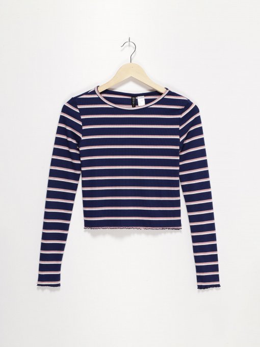 Лонгслив H&M модель 0456042_т.синій комб. Фото