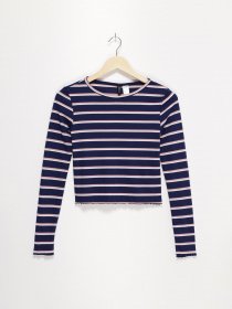 Лонгслив H&M модель 0456042_т.синій комб. Фото