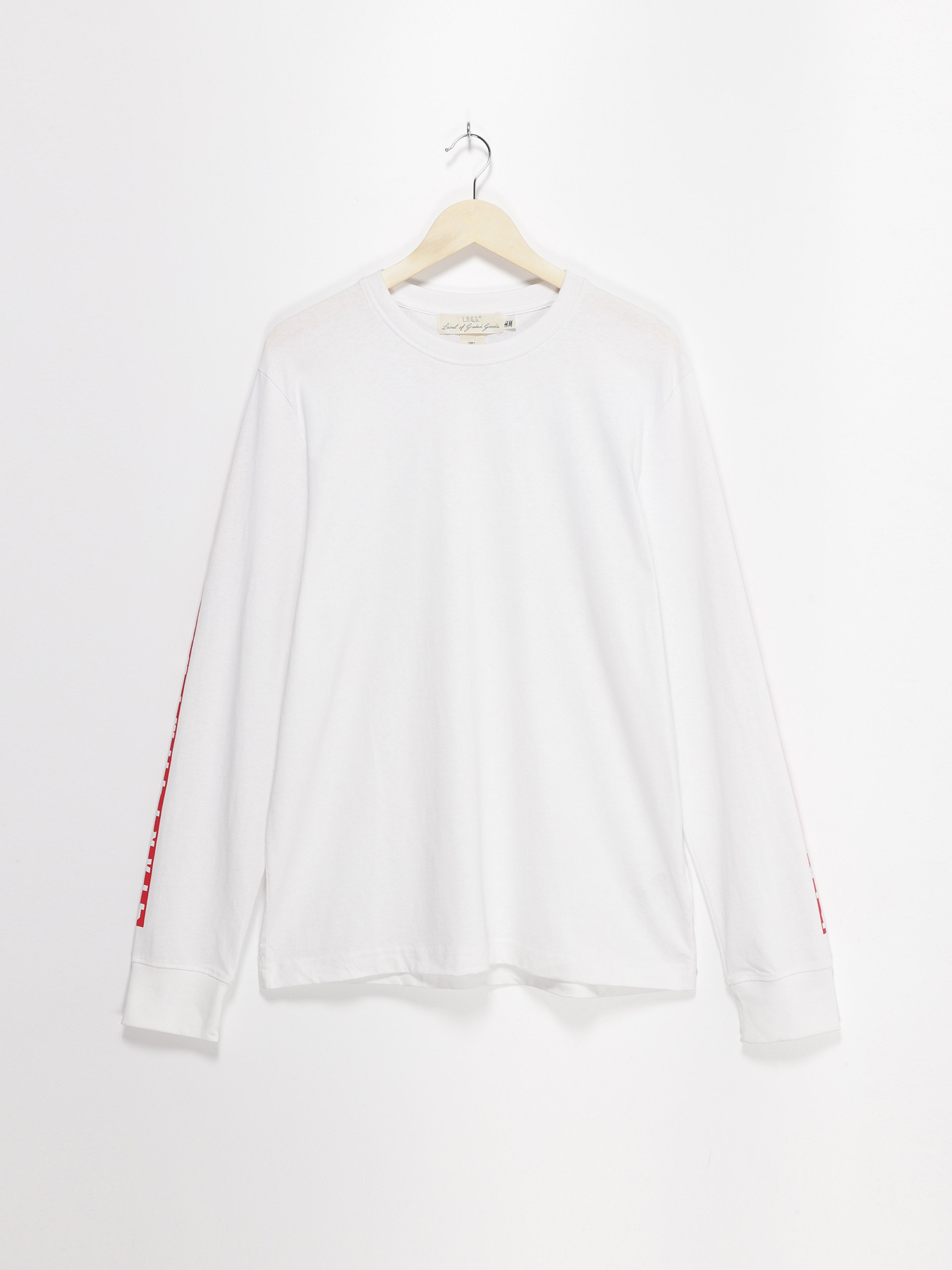 Лонгслив H&M модель 0478832_білий з червоним Фото