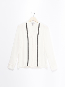 Блуза H&M модель 0502656_молочний з чорним Фото