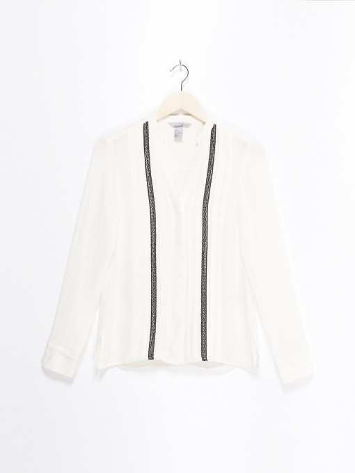 Блуза H&M модель 0502656_молочний з чорним Фото