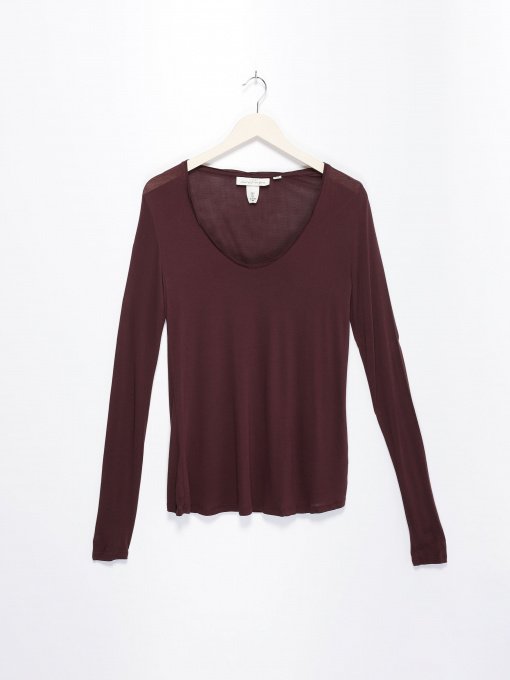 Лонгслив H&M модель 0536970_бордовий Фото