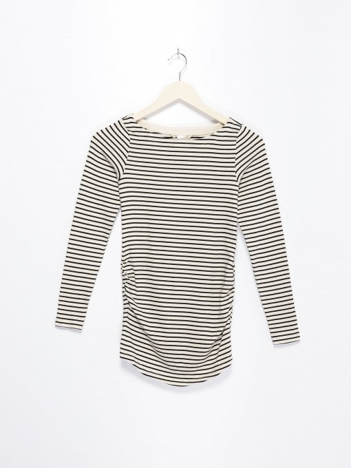 Лонгслів H&M модель 0552857_молочний з чорним Фото