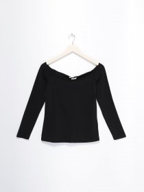 Лонгслів H&M модель 0561343_чорний Фото