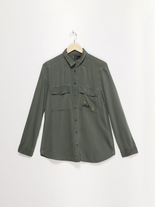 Рубашка повседневная H&M модель 0568785_хакі комб. Фото