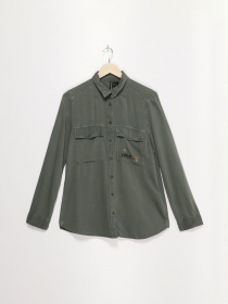 Рубашка повседневная H&M модель 0568785_хакі комб. Рубашка повседневная H&M модель 0568785_хакі комб. Фото