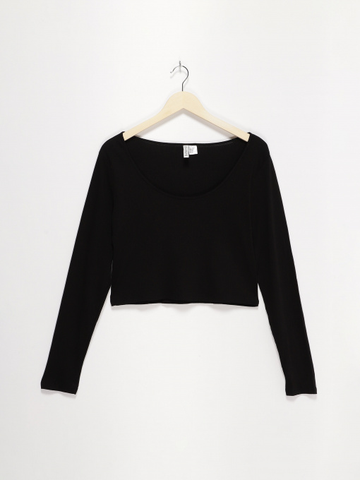 Лонгслив H&M модель 0572480_чорний Фото
