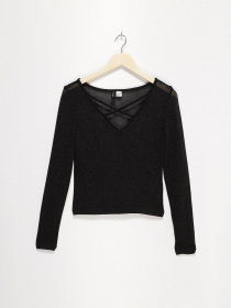 Лонгслив H&M модель 0579990_чорний Фото