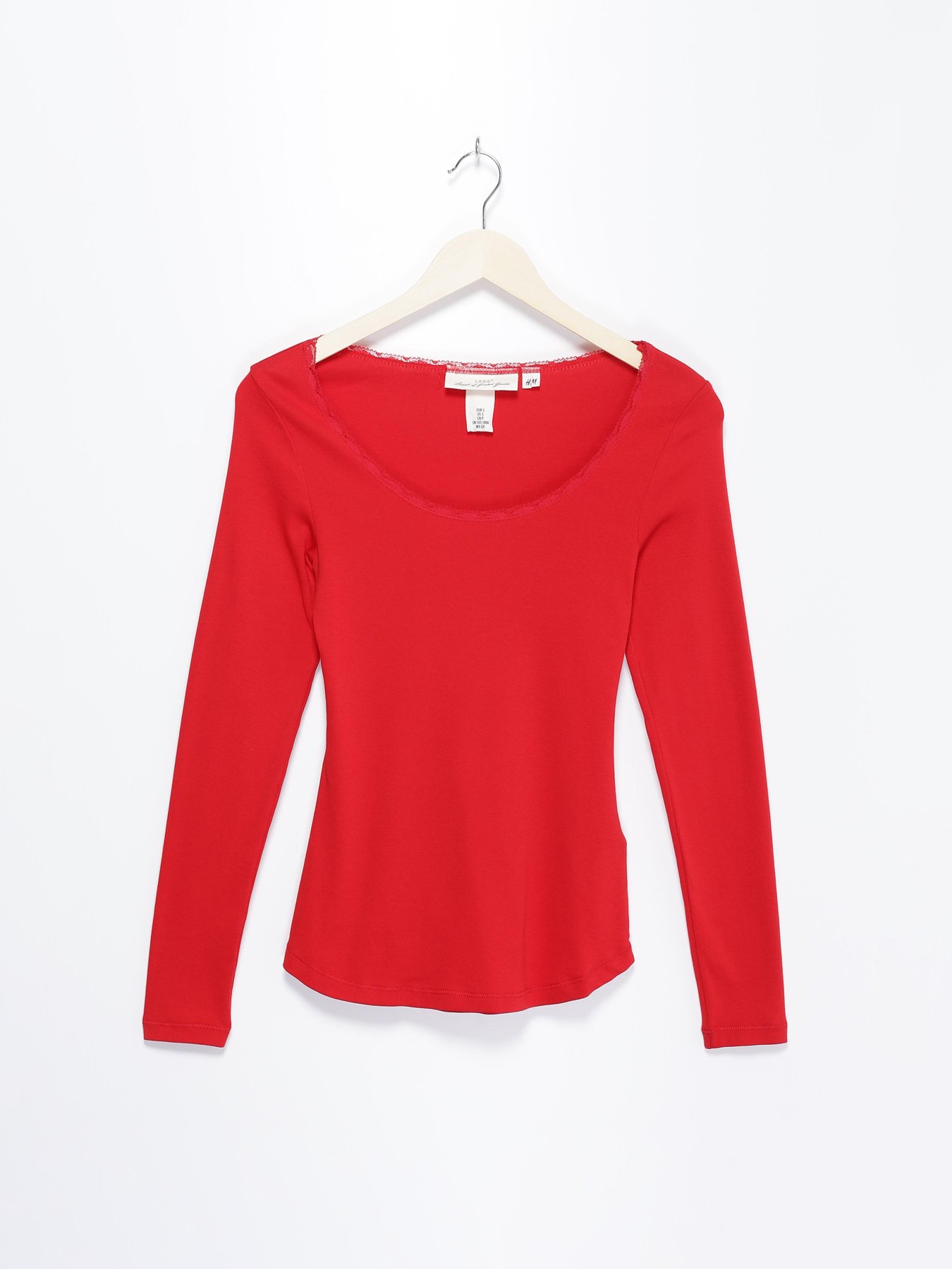 Лонгслив H&M модель 0581452_червоний Фото