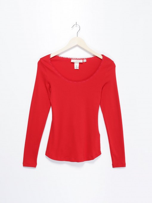 Лонгслив H&M модель 0581452_червоний Фото
