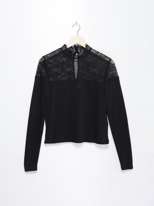 Лонгслів H&M модель 0595080_чорний Фото