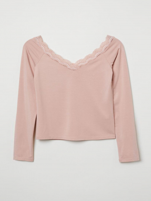 Лонгслів H&M модель 0676352_с.рожевий Фото