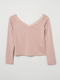 Лонгслів H&M модель 0676352_с.рожевий Фото