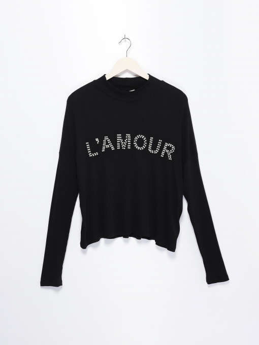 Лонгслив H&M модель 0610980_чорний Фото