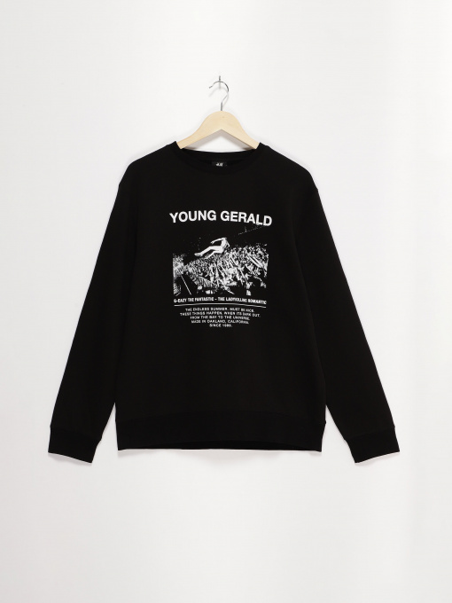 Свитшот H&M модель 0623336_чорний з білим Фото