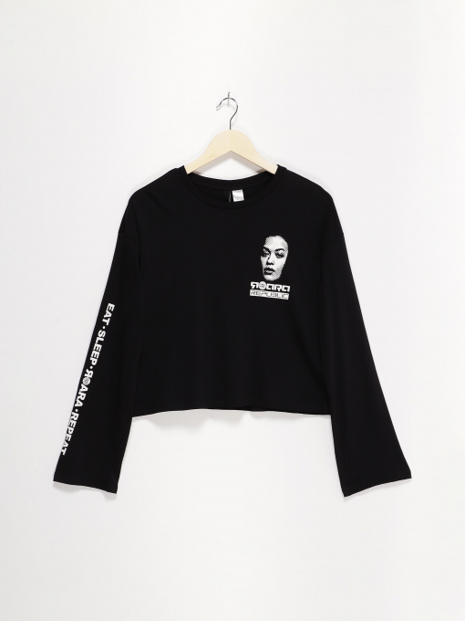 Лонгслив H&M модель 0636768_чорний Фото